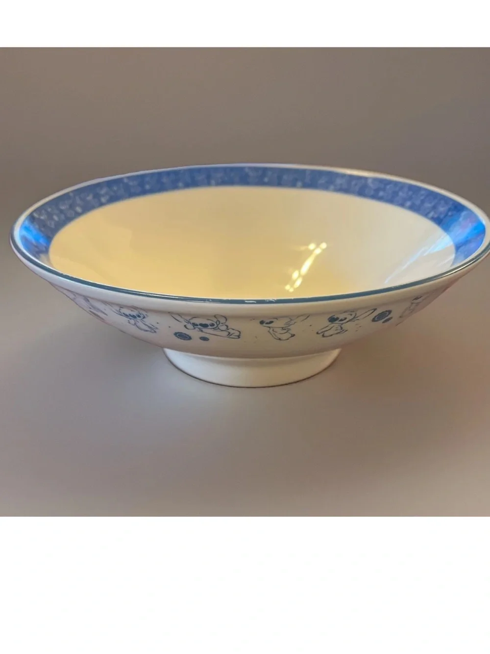 Disney Blue and White StitchTrim Ceramic Serving Bowl